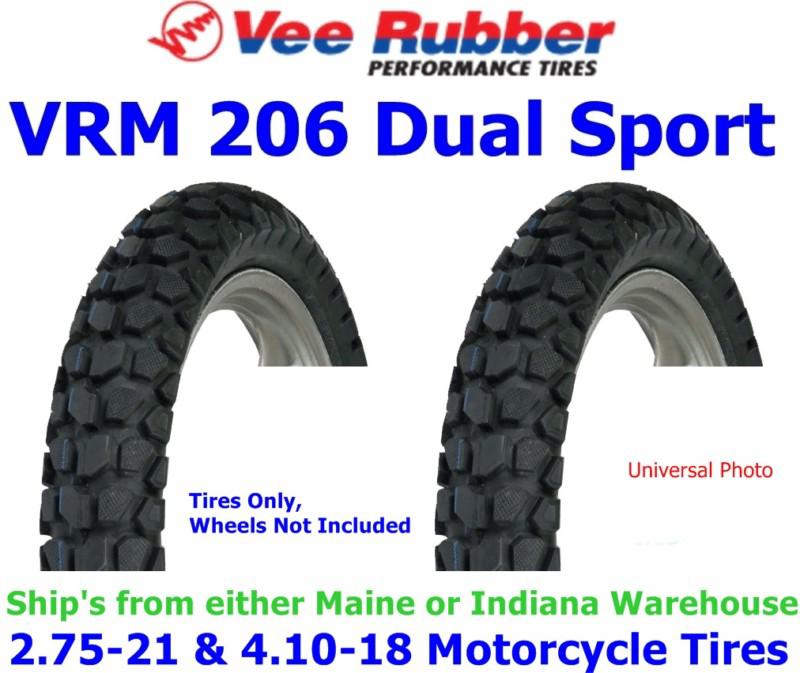 2.75-21 front & 4.10-18 rear vee rubber vrm 206 dual sport motorcycle tires