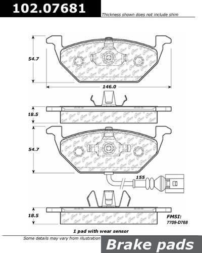 Centric 102.07681 brake pad or shoe, front-standard metallic brake pad