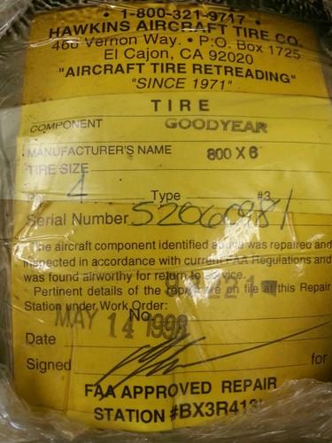 Goodyear 800 x 6 4 ply aircraft tires 