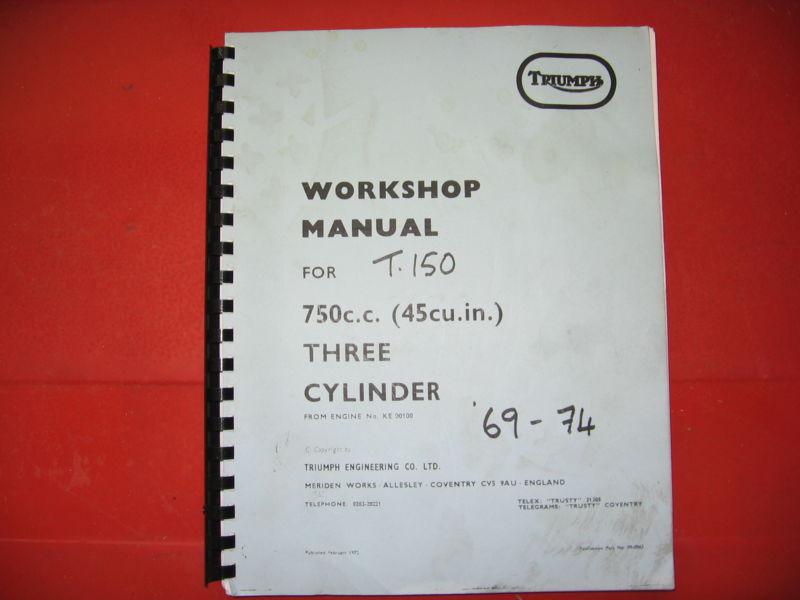 Triumph workshop manual for trident 750 c.c. three cylinder