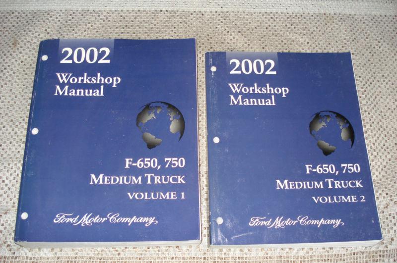 2002 ford f-650 f-750 truck shop manual set original service books medium duty