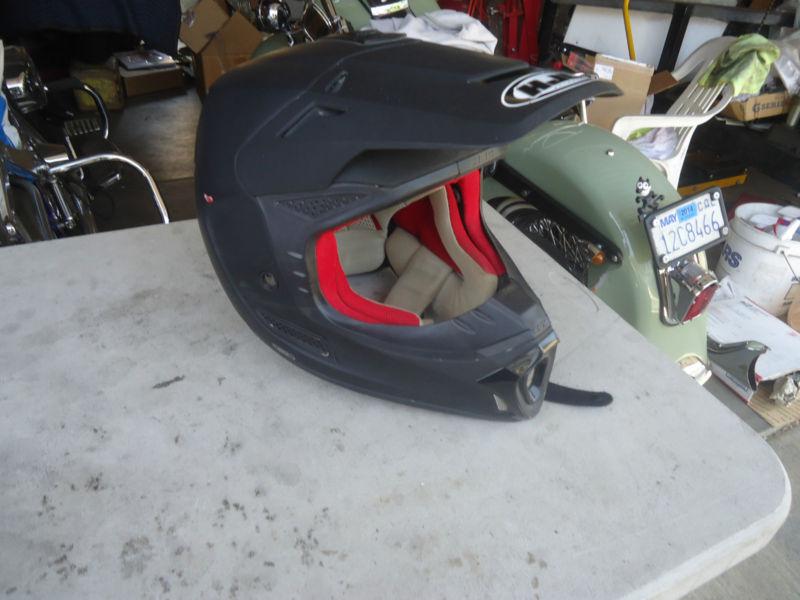 Hjc flat black helmet adult large. used for dirt bike riding a few times