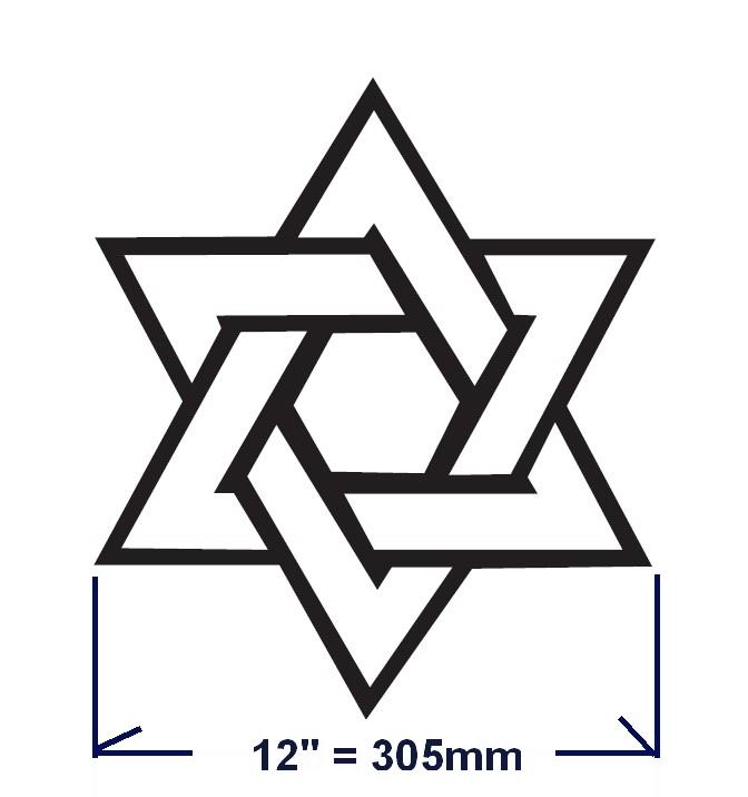 305 mm 12" star of david 03 decal vinyl sticker any colour 03