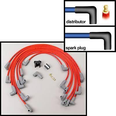 Msd spark plug wires spiral core 8.5mm red stock boots chevy big block marine