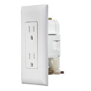 Rv designer outlet, dual, w/cover plate, white s811