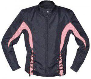 Ladies laced black fabric motorcycle jacket  vl6463