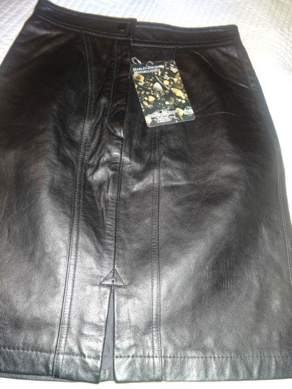 Harley davidson real leather skirt sz med. new smooth leather black exc. lined