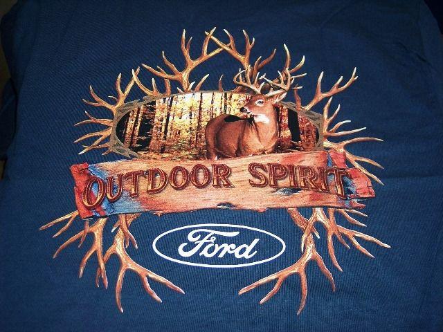 Ford motor company deer hunting buck outdoor spirit medium or large blue shirt!