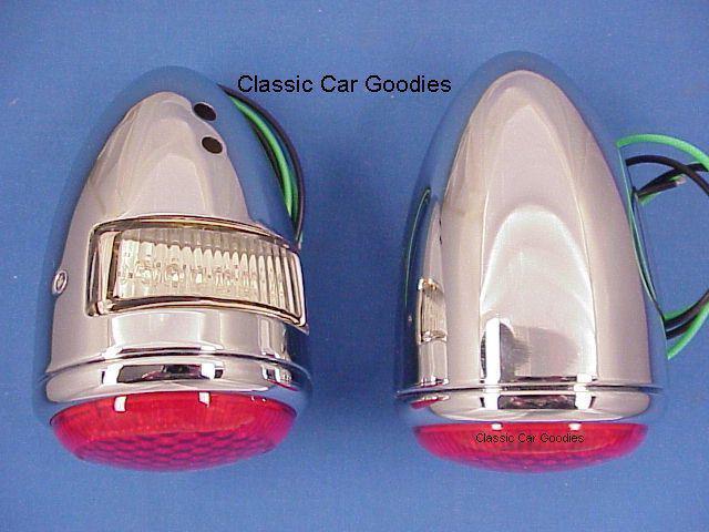 1937 ford tail lights (2) "led" chrome steel new!