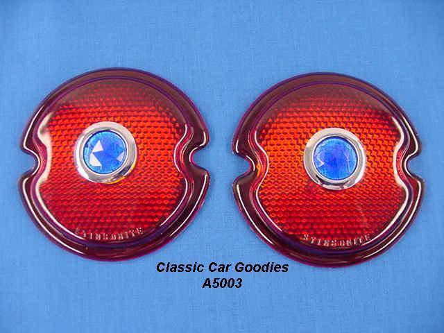 1933-1936 ford tail light lens (2) blue dots 1934 1935 glass