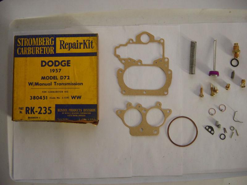 Carb repair kit for 1957-58 dodge d72 manual trans with stromberg ww carb# 3-159
