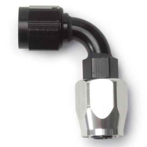Russell 610163 proclassic full flow hose end -6 an 90 degree black/silver