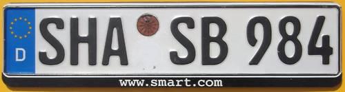 German euro license plate with smart .com frame brabus fortwo forfour