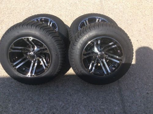 Set of four 10&#034; low pro golf cart custom wheel and tire combo fit club car