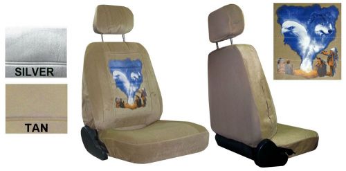 Eagle wolf indians campfire 2 low back bucket car truck suv seat covers pp 5a