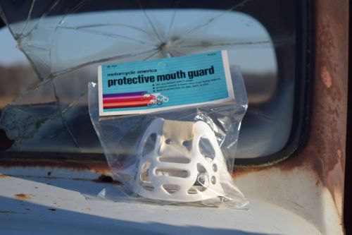 Vintage protective mouth guard motocross motorcycle white nos