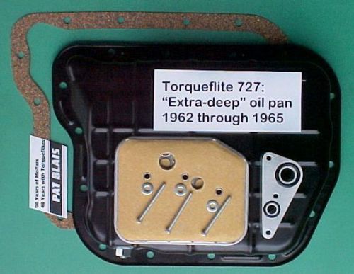 Torqueflite 727 1962-1965 stamped steel extra deep (3&#034;) oil pan package new kit