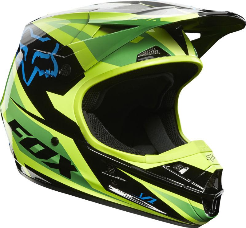 Fox racing mx motocross v1 race helmet green black 07129 new with tag