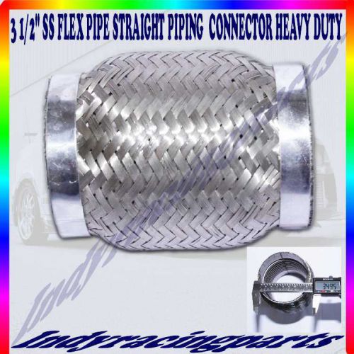 3.5&#034; ss flex pipe straight piping connector heavy duty 3 1/2 exhaust downpipe