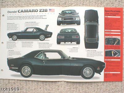 1967 / 1968 / 1969 chevrolet camaro z-28 / z28 imp brochure
