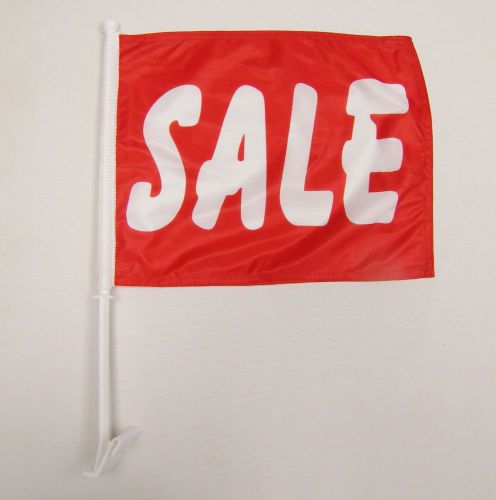 (2) red &amp; white sale premium dealership advertising window car flags