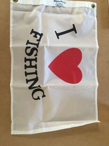 New old stock tailor-made nylon i love fishing boat flag vintage