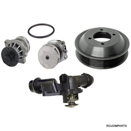 Bmw e46 e53 x5 x3 z3 plastic engine pulley water pump &amp; thermostat kit new