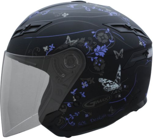 Gmax gm67s open face helmet purple butterfly - 5 sizes