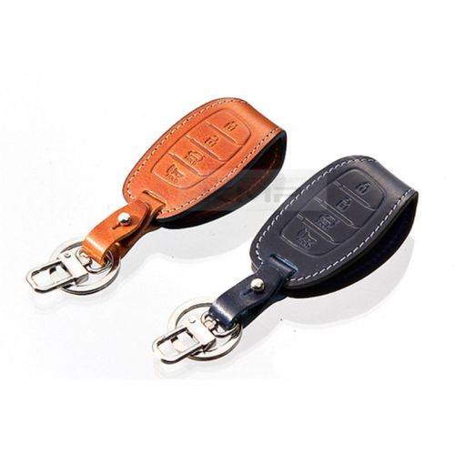 Natural leather smart key case holder cover protected remote for hyundai car