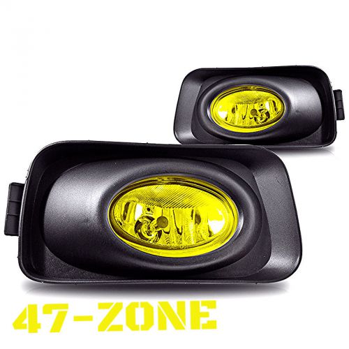 For 2003-2006 acura tsx yellow lens chrome housing bumper fog lights lamps kit