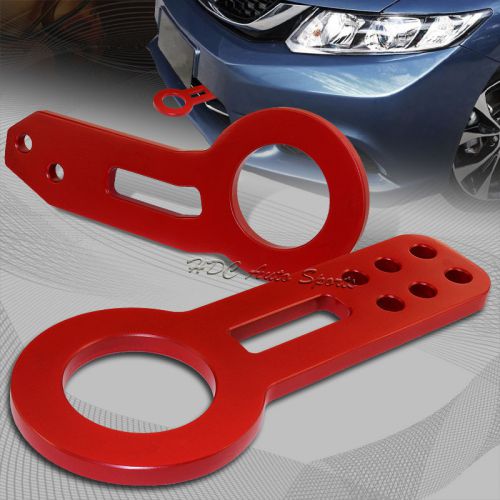 Jdm red front + rear anodized billet aluminum racing tow hook kit universal 2