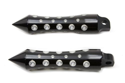 Black spike agostinni style male end foot peg set for hd bt&amp; sportsters-customs