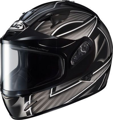 Hjc is-16 ramper silver large dual lens snowmobile full snow sled helmet lrg lg