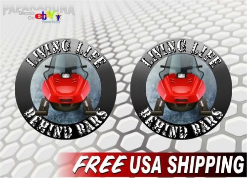 (2) living life behind bars snowmobile 5&#034; decals ski-doo arctic cat sled sticker