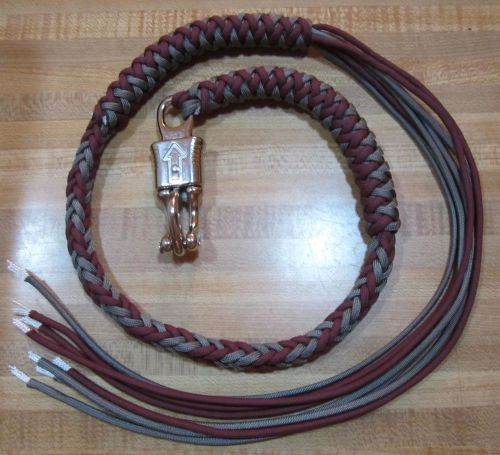Motorcycle getback biker whip usa made with panic clip maroon and silver