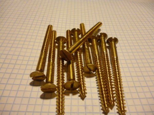 Brass woodscrew. solid brass, countersunk head ,  #14 x 3&#034;  pack of 10