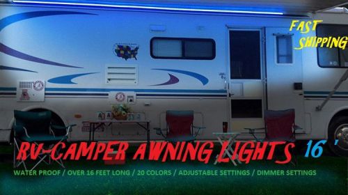 16&#039; rv led awning lights set w/44 key remote control multi color camper coleman