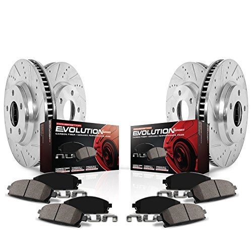 Power stop k2813 front/rear ceramic brake pad and cross drilled/slotted combo
