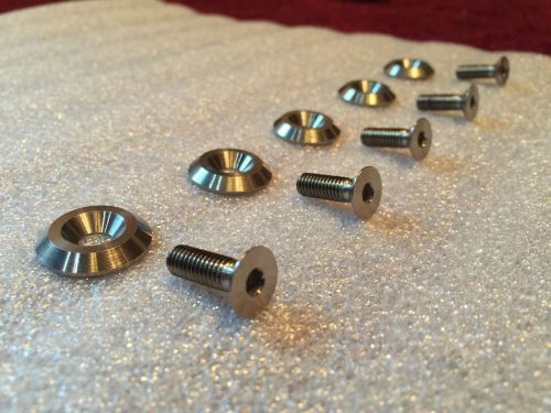Set of 5 titanium m6 x 3/4 in. countersunk screws bolts with titanium washers