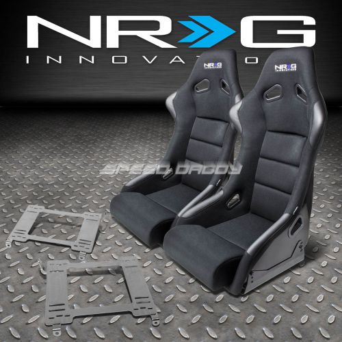 Nrg fiberglass bucket racing seats+t304 steel mount bracket for 90-99 mr2 w20