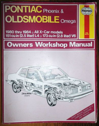 1980-1984 pontiac phoenix &amp; olds omega haynes auto repair service shop manual