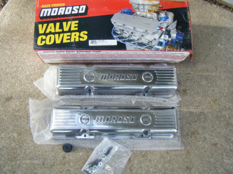 Moroso valve covers new in box small block chevy die cast aluminum polish w/logo