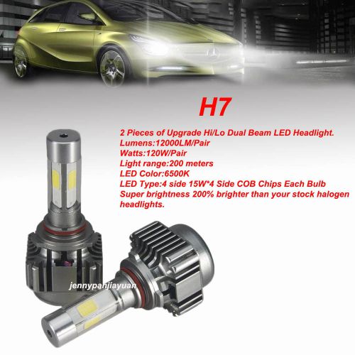 H7 120w 12000lm all in one 4-side led headlight kit 6000k white bulbs high power