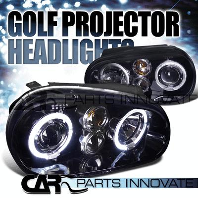 Glossy piano black fit 99-06 golf mk4 gti r32 tinted halo projector headlights