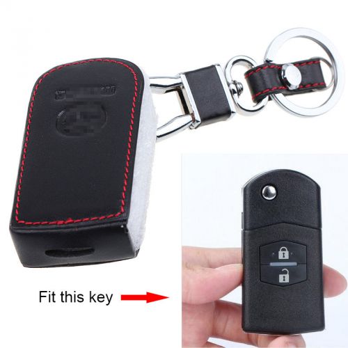 Leather car folding key fob holder chain bag protector for m5 mazda 5