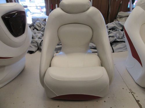 Crownline jet driver seat w / flip up bolster vinyl off white / red marine boat