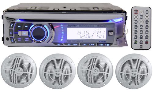 Dual amb600w marine bluetooth cd player receiver w/usb+(4) 6.5&#034; speakers+remote