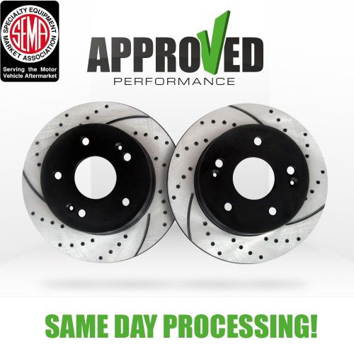 Rear premium drilled and slotted performance brake rotors (rotors only)