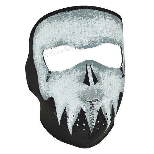 Zan headgear wnfm081g, neoprene full mask, glow in the dark, rev blk, gray skull