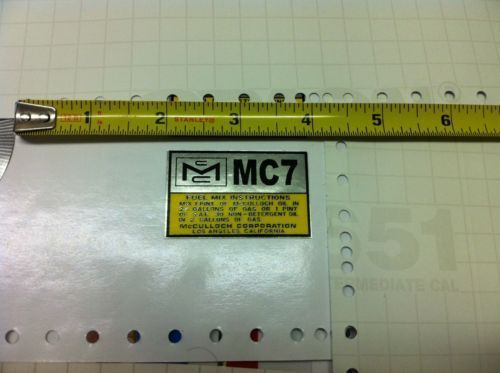 Mcculloch kart shroud decal mc7 mc-7